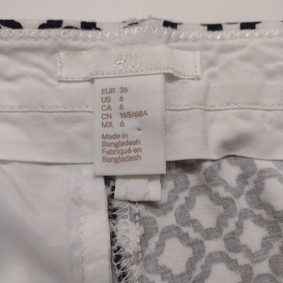 H&M Womens 6 Black and White Latice Pattern Straight Leg Dress Work Pants - Picture 6 of 10
